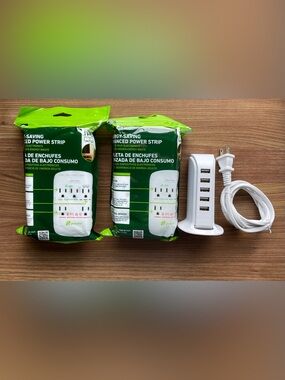 3pc Bundle Greenlite Advanced Power Strips NIB & Moveforest 5 Port USB Charger